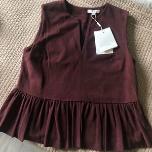 R/R Studio Maroon Suede Peplum Top